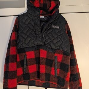 Columbia Red and Black Checkered Fleece Jacket